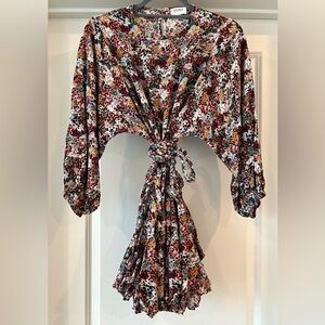 storia women's red brown green patterned dress- s